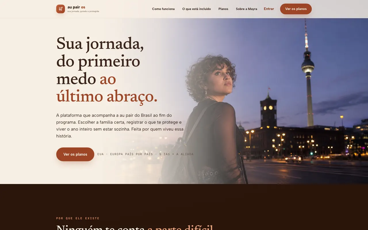 Página inicial do Au Pair OS