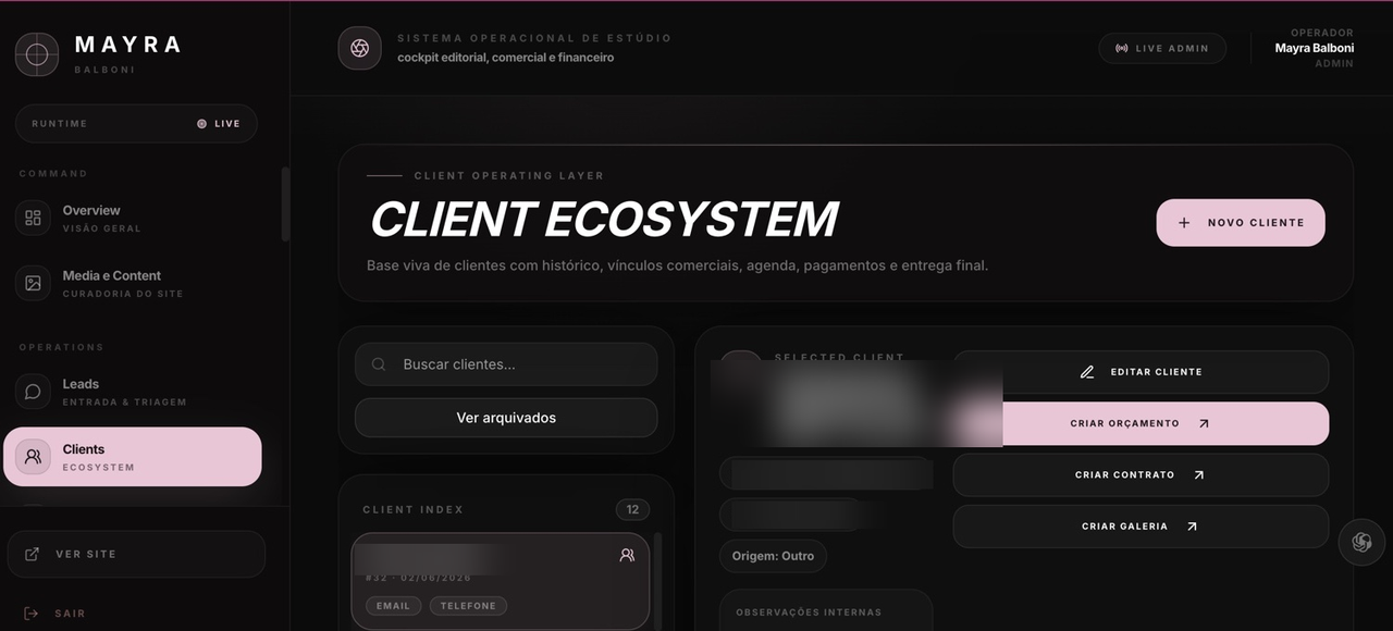 Módulo de CRM do Studio OS